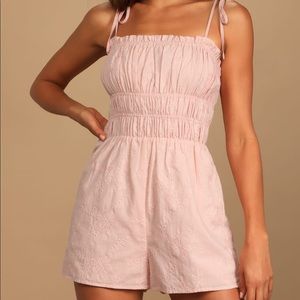 Lulu’s Floral Embroidered Tie Strap Romper